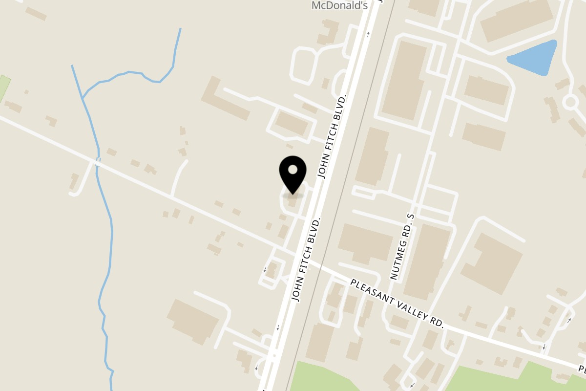 Map showing the location of Lena's Restaurant & Banquet on 655 John Fitch Blvd in South Windsor